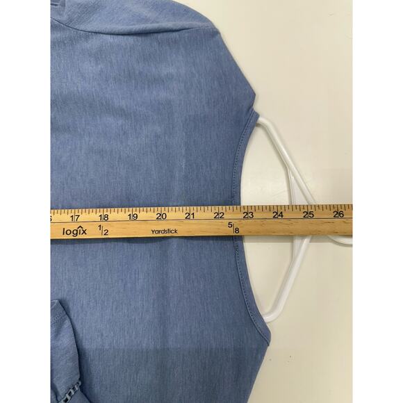 Luxology Womens Shirt Size Medium Blue Half Sleeve Ruffle - Picture 10 of 11